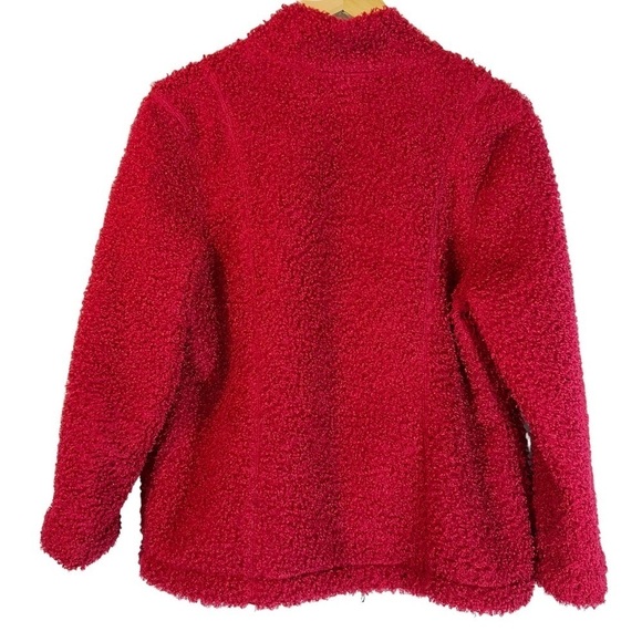 J Jill Red Fluffy Zip Up Jacket - Picture 3 of 6